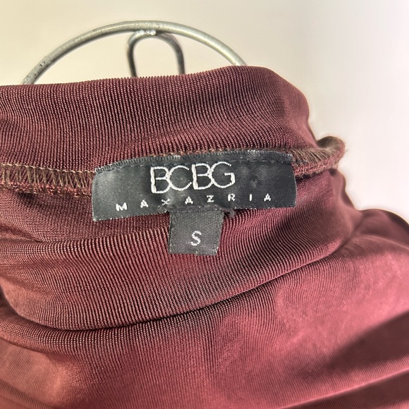 BCBG Max Azria Vintage Boatneck Chocolate Brown Slinky Top Size Small - Picture 11 of 13
